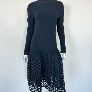 CHANEL black dress Cosmopolite Paneled Knit size 46FR or XL Authentic